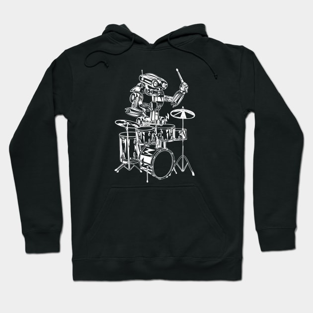 SEEMBO Robot Playing Drums Drummer Drumming Musician Band Hoodie by SEEMBO